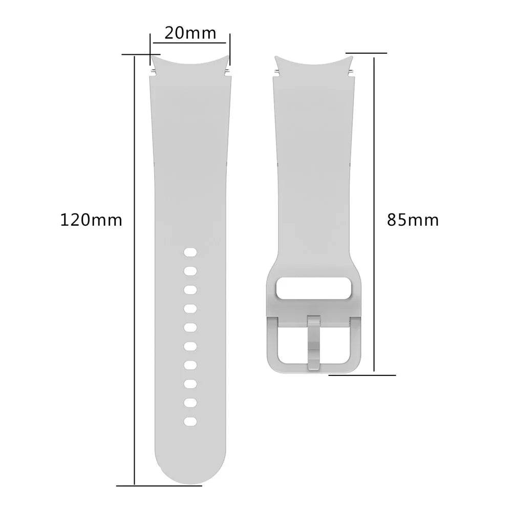 For Samsung Galaxy Watch6 40mm 44mm / Watch6 Classic 43mm 47mm / Watch 5 40mm 44mm / 5 Pro 45mm / Watch4 40mm 44mm Silicone Watch Band Soft Replacement Strap with Colorful Buckle - Official White - 6