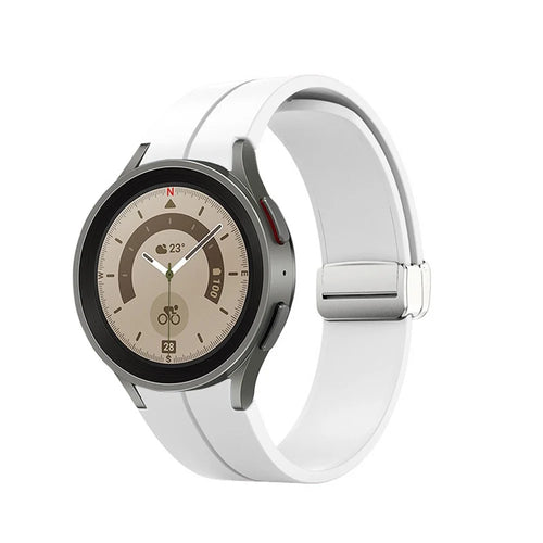 For Samsung Galaxy Watch6 40mm 44mm / Watch6 Classic 43mm 47mm / Watch 5 40mm 44mm / 5 Pro 45mm / Watch4 40mm 44mm Silicone Wrist Band Adjustable Replacement Smartwatch Strap with Silver Buckle - White - 1