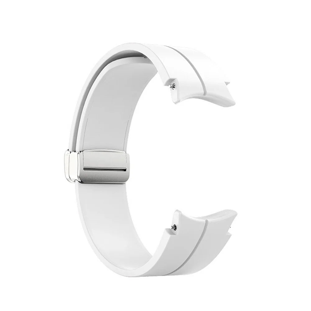 For Samsung Galaxy Watch6 40mm 44mm / Watch6 Classic 43mm 47mm / Watch 5 40mm 44mm / 5 Pro 45mm / Watch4 40mm 44mm Silicone Wrist Band Adjustable Replacement Smartwatch Strap with Silver Buckle - White - 5