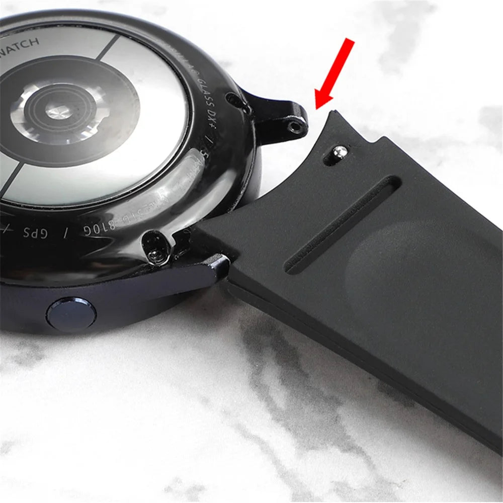 For Samsung Galaxy Watch6 40mm 44mm / Watch6 Classic 43mm 47mm / Watch 5 40mm 44mm / 5 Pro 45mm / Watch4 40mm 44mm Dual Color Genuine Leather Coated Silicone Watch Strap Replacement - Black / Red Bamboo Grain - 2