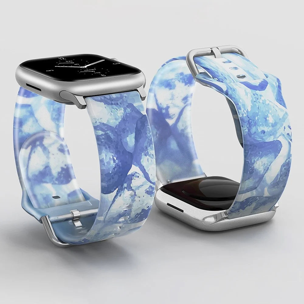 For Apple Watch Ultra 3 2 1 49mm / Series 11 10 46mm / 9 8 7 45mm / SE3 SE2 SE 6 5 4 44mm / 3 2 1 42mm Rainbow Color Quick Release Watch Strap Silicone Watchband - Ice Blue - 3