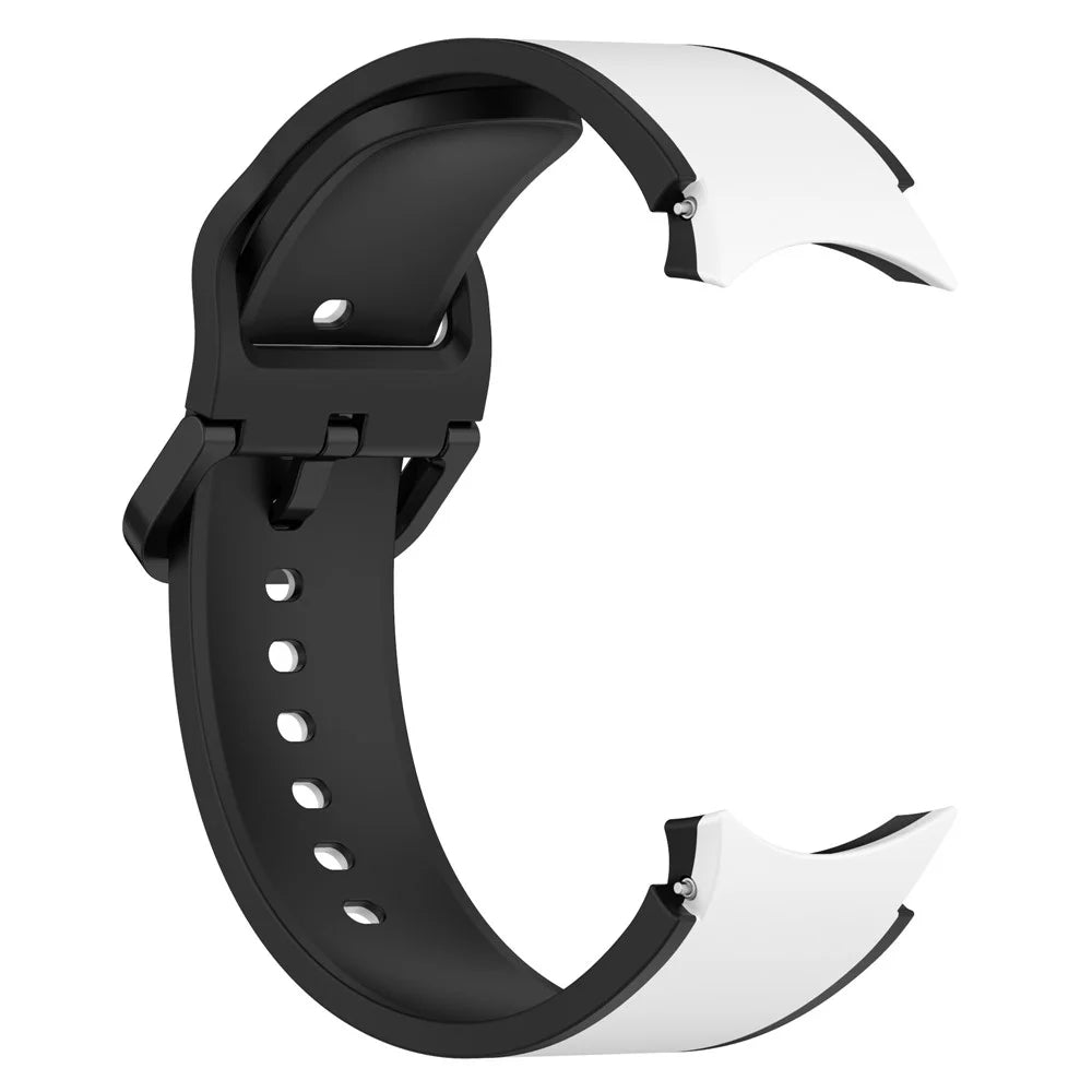 For Samsung Galaxy Watch 5 40mm / 44mm  /  5 Pro 45mm  /  Watch4 40mm / 44mm  /  Watch4 Classic 42mm / 46mm Dual-Color Watch Band Universal Watch Strap Silicone Watchband - White / Black - 4