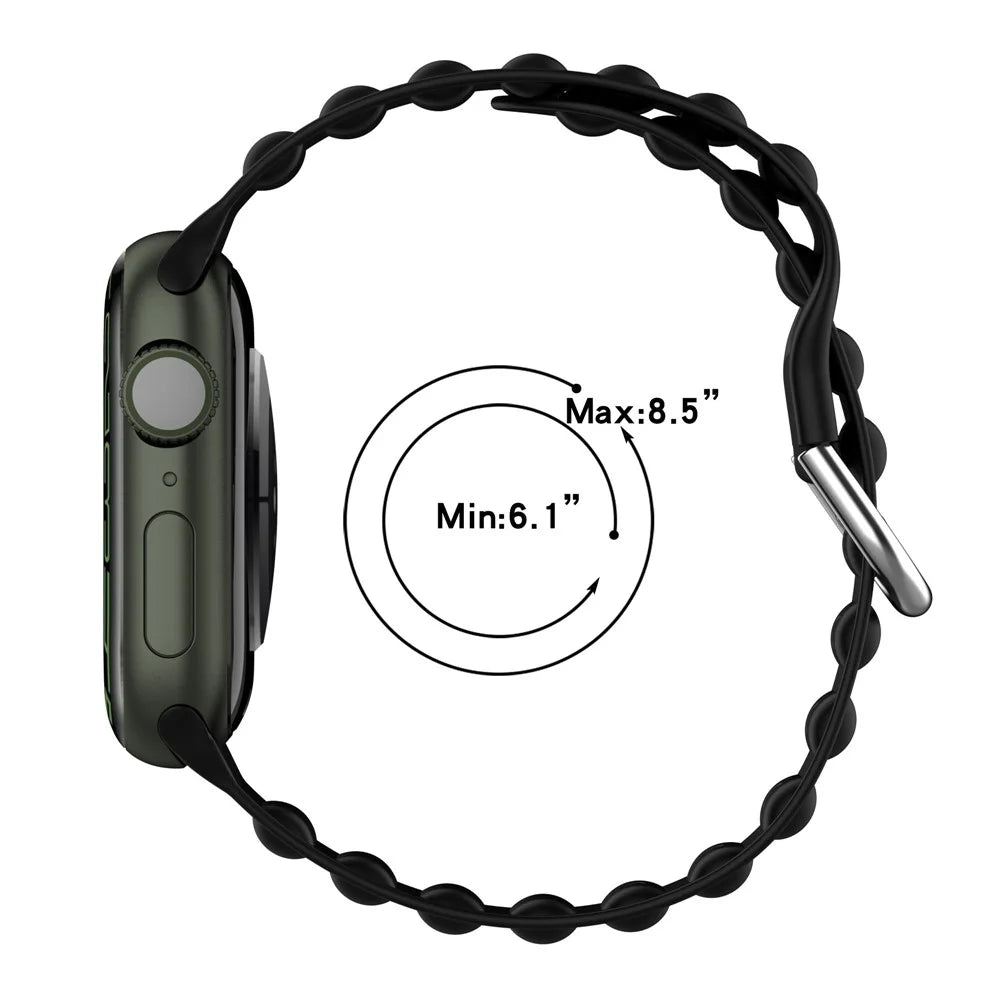 For Apple Watch Ultra 3 2 1 49mm / Series 11 10 46mm / 9 8 7 45mm / SE3 SE2 SE 6 5 4 44mm / 3 2 1 42mm Wave Design Silicone Watch Band Square Buckle Wrist Strap - Light Grey - 6