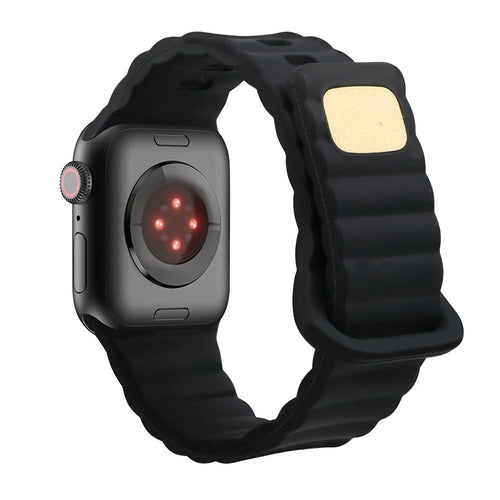 For Apple Watch Ultra 3 2 1 49mm / Series 11 10 46mm / 9 8 7 45mm / SE3 SE2 SE 6 5 4 44mm / 3 2 1 42mm Quick Release Silicone Watch Strap Watchband with Button - Black - 1