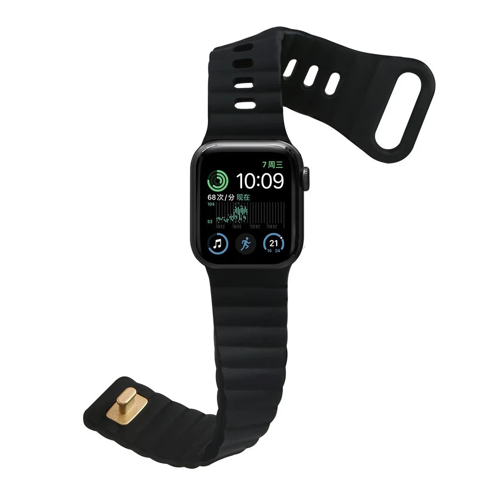 For Apple Watch Ultra 3 2 1 49mm / Series 11 10 46mm / 9 8 7 45mm / SE3 SE2 SE 6 5 4 44mm / 3 2 1 42mm Quick Release Silicone Watch Strap Watchband with Button - Black - 4