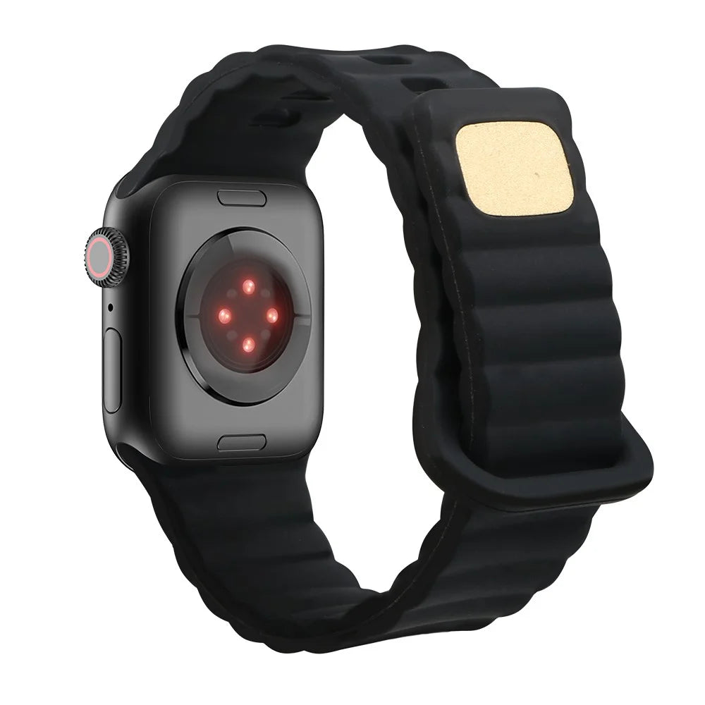 For Apple Watch Series 11 10 42mm / 9 8 7 41mm / SE3 SE2 SE 6 5 4 40mm / 3 2 1 38mm Silicone Watch Band Quick Release Watch Strap Replacement Watchband with Button - Black - 1