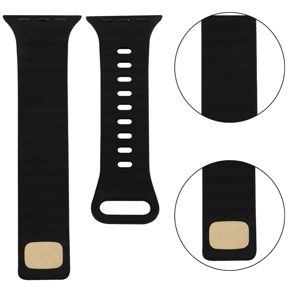 For Apple Watch Series 11 10 42mm / 9 8 7 41mm / SE3 SE2 SE 6 5 4 40mm / 3 2 1 38mm Silicone Watch Band Quick Release Watch Strap Replacement Watchband with Button - Black - 2