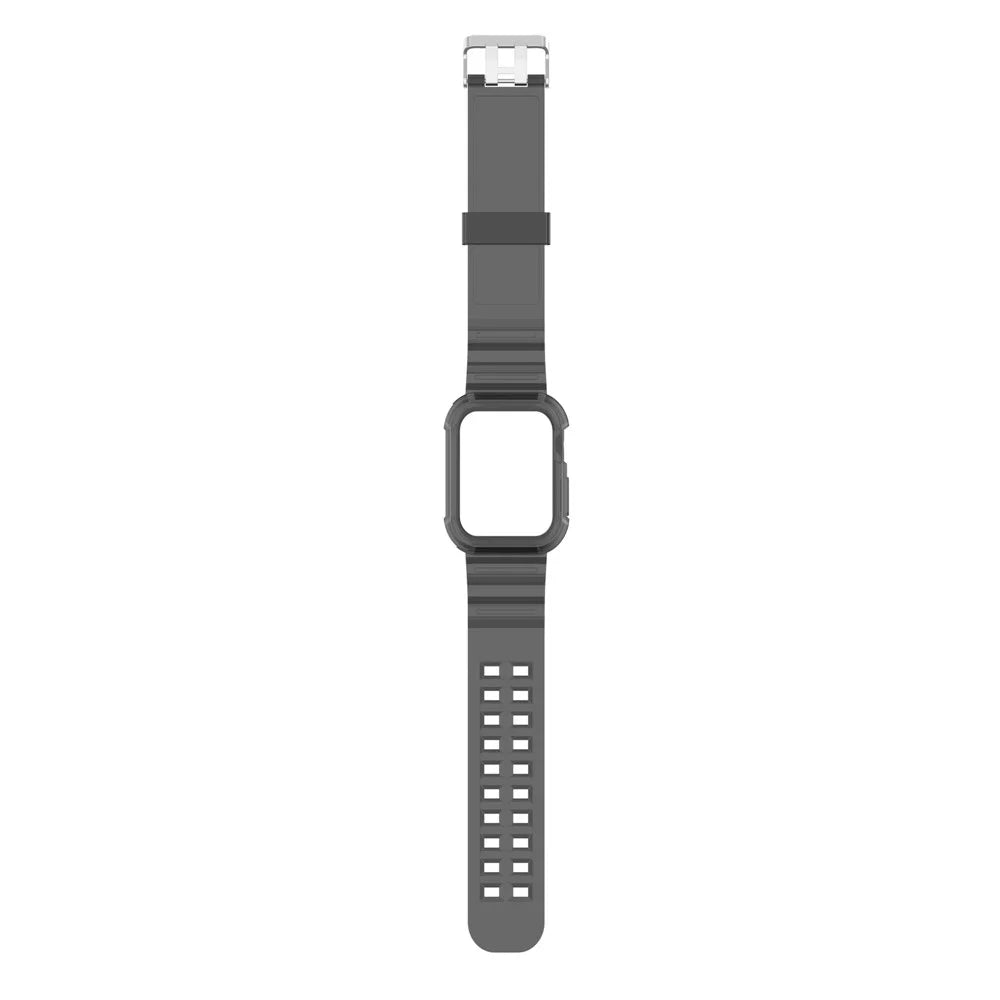 For Apple Watch Series 8 7 45mm / 6 5 4 SE SE (2022) 44mm / 3 2 1 42mm Integrated Watch Case Adjustable Watch Strap - Black - 5