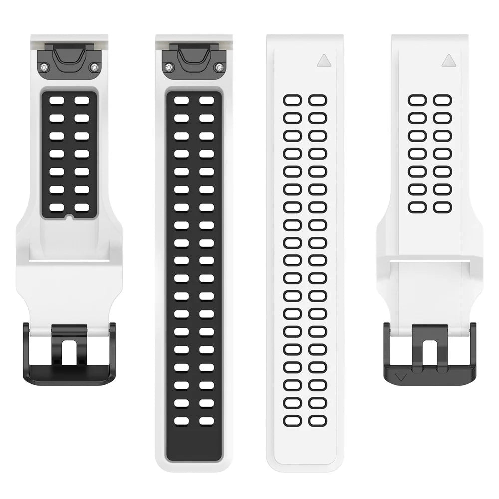 For Garmin Descent Mk2s / D2 Delta S / Fenix 7S / 6S / 5S, Dual-Color Watch Band 20mm Watch Strap Silicone Watchband with Dual-Hole Buckle - White / Black - 4