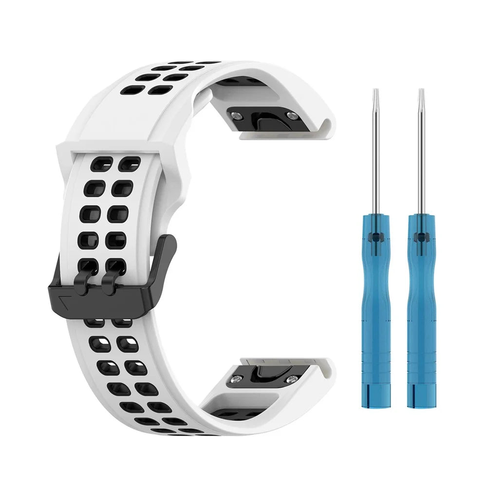 For Garmin Descent Mk2s / D2 Delta S / Fenix 7S / 6S / 5S, Dual-Color Watch Band 20mm Watch Strap Silicone Watchband with Dual-Hole Buckle - White / Black - 5