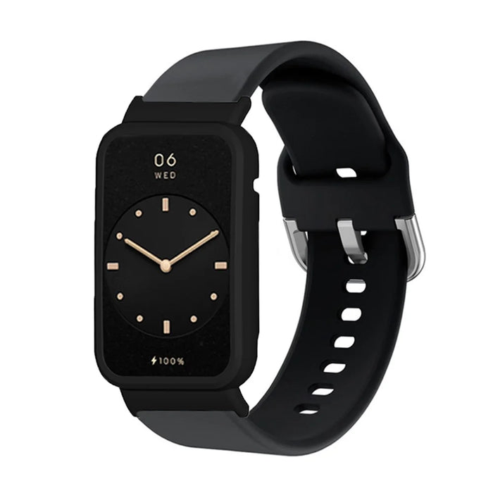 Flexible Silicone Watchband for Xiaomi Mi Band 7 Pro Smart Watch Replacement Strap with Watch Case Cover - Black - 3