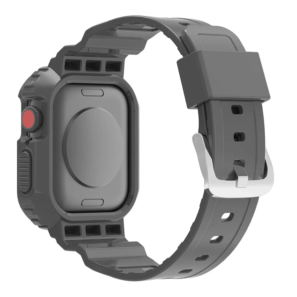 For Apple Watch Series 11 10 42mm / 9 8 7 41mm / SE3 SE2 SE 6 5 4 40mm / 3 2 1 38mm TPU Watch Strap Adjustable Wrist Band with Anti-Scratch Watch Case - Black - 3