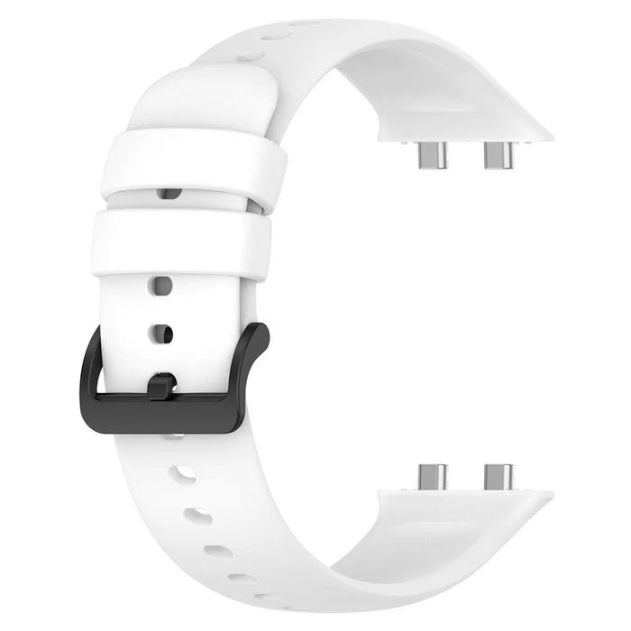 For Oppo Watch 3 Silicone Watch Band Soft Sport Replacement Watch Strap with Silver Buckle - White - 2