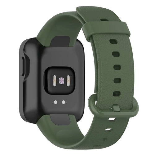 For Xiaomi Redmi Watch Soft Silicone Watch Band Litchi Texture Replacement Wristband Strap Accessories - Midnight Green - 1