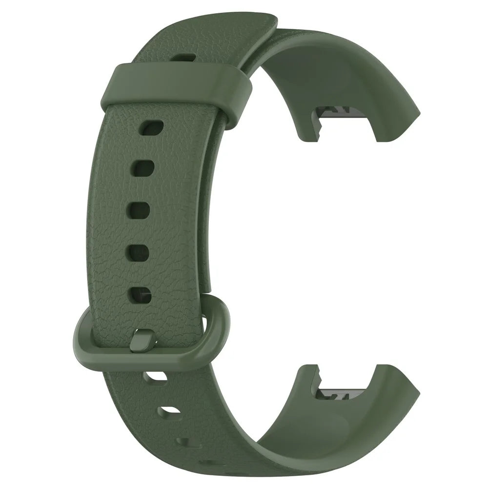 For Xiaomi Redmi Watch Soft Silicone Watch Band Litchi Texture Replacement Wristband Strap Accessories - Midnight Green - 4