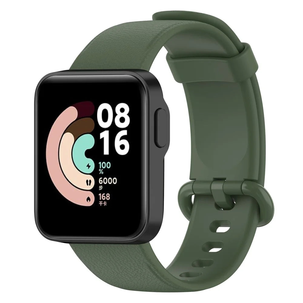 For Xiaomi Redmi Watch Soft Silicone Watch Band Litchi Texture Replacement Wristband Strap Accessories - Midnight Green - 5