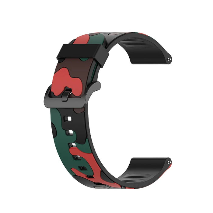 For Haylou Solar LS05 Camouflage Pattern Silicone Smart Watch Strap Replacement Watchband - Camouflage Red - 2