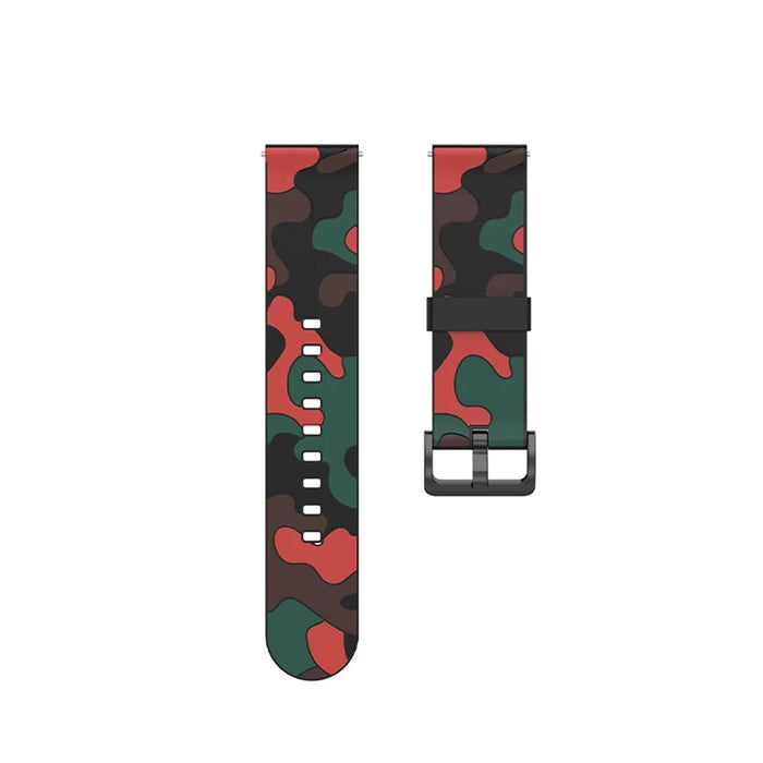 For Haylou Solar LS05 Camouflage Pattern Silicone Smart Watch Strap Replacement Watchband - Camouflage Red - 4