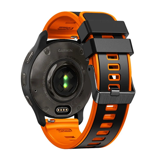 For Samsung Galaxy Watch3 41mm / Gear Sport / Garmin Vivomove 3 Silicone Watch Band 20mm Dual Color Sport Strap Replacement  - Black / Orange - 1