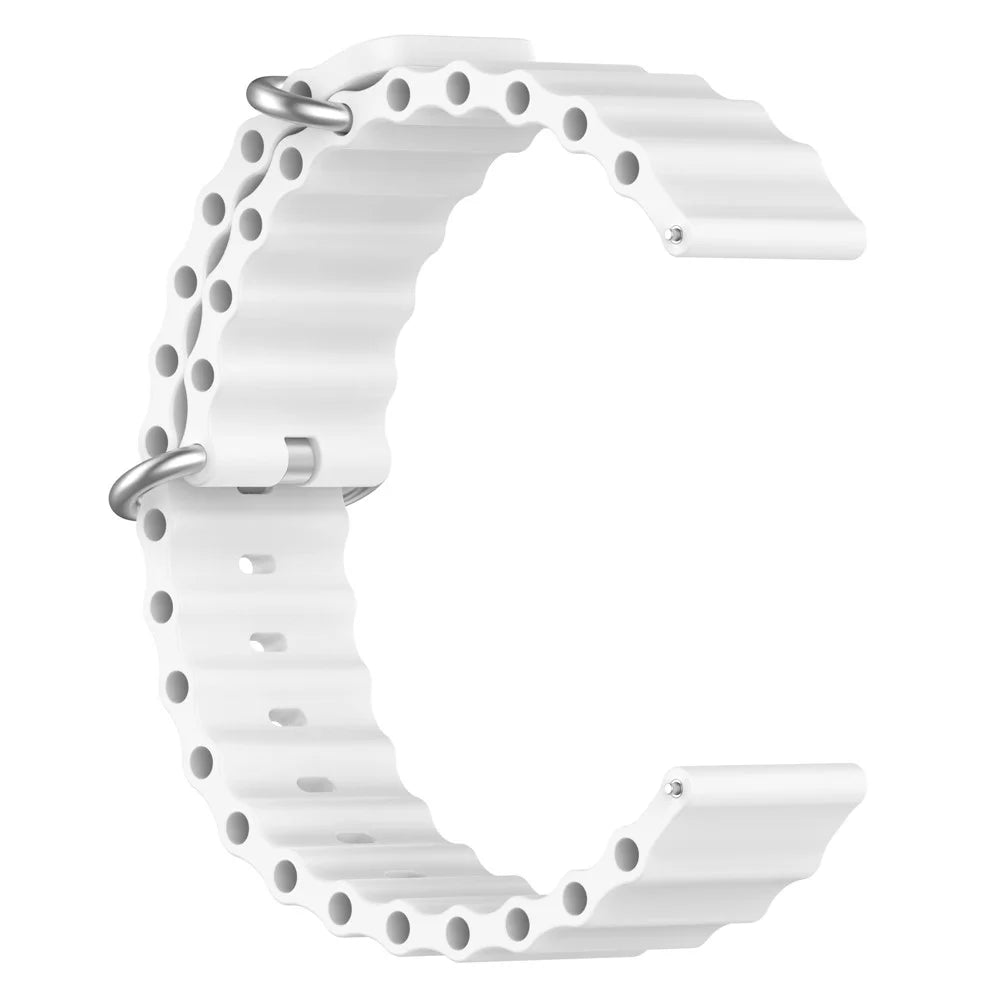 For Samsung Galaxy Watch3 45mm / Galaxy Watch 46mm Universal 22mm Silicone Watch Strap Solid Color Wave Design Adjustable Wrist Band - White - 3