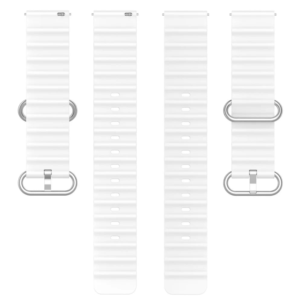 For Samsung Galaxy Watch3 45mm / Galaxy Watch 46mm Universal 22mm Silicone Watch Strap Solid Color Wave Design Adjustable Wrist Band - White - 4