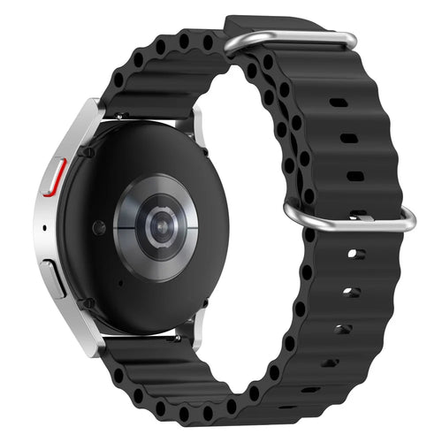 For Samsung Galaxy Watch3 41mm / Gear Sport Universal 20mm Wave Design Silicone Replacement Strap Solid Color Wrist Band - Black - 1