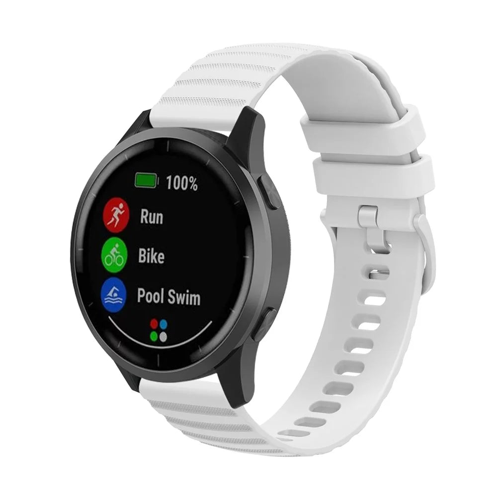 For Garmin Approach S40 / Venu Sq / Samsung Galaxy Watch3 41mm / Gear Sport Silicone Watch Bands 20mm Quick Release Wave Grain Dots Straps Replacement - White - 2