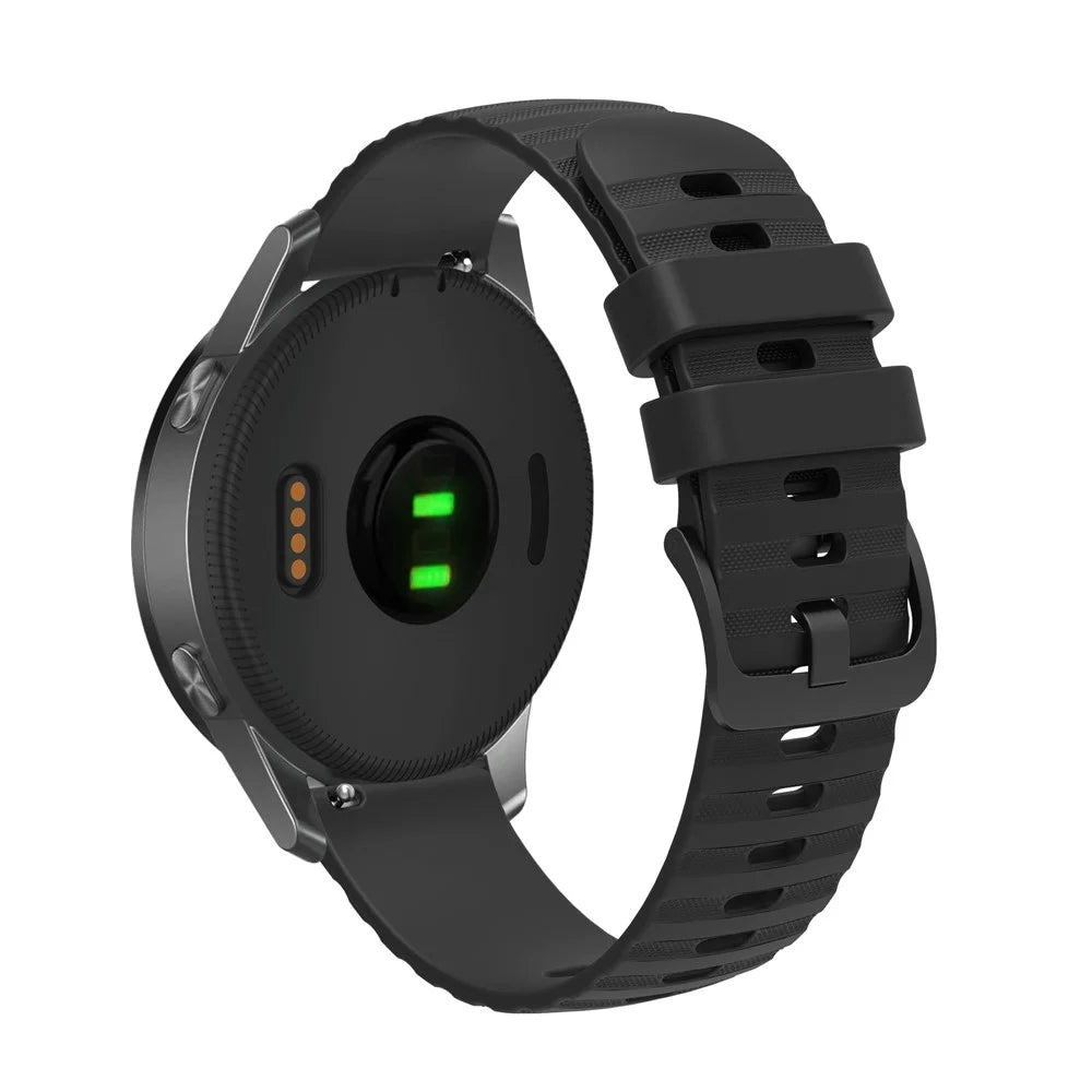 For Samsung Galaxy Watch3 45mm R840 / Galaxy Watch 46mm Silicone Watch Bands 22mm Wave Grain Dots Replacement Watch Straps - Black - 1