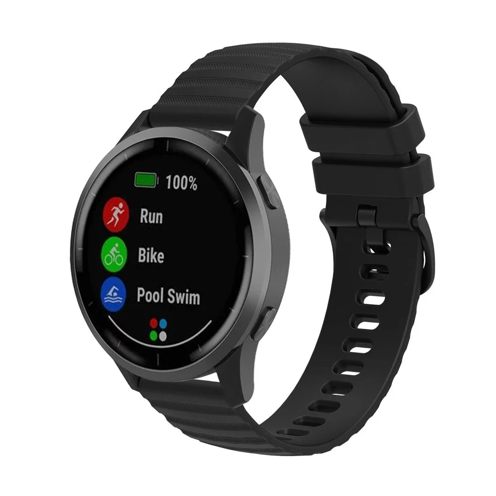 For Samsung Galaxy Watch3 45mm R840 / Galaxy Watch 46mm Silicone Watch Bands 22mm Wave Grain Dots Replacement Watch Straps - Black - 2
