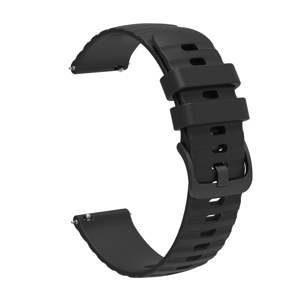 For Samsung Galaxy Watch3 45mm R840 / Galaxy Watch 46mm Silicone Watch Bands 22mm Wave Grain Dots Replacement Watch Straps - Black - 5