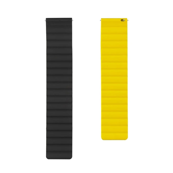 For Samsung Galaxy Watch3 45mm / Gear S3 Frontier Magnetic Quick Release Band 22mm Silicone Watch Strap Replacement, Size: S - Black / Yellow - 2