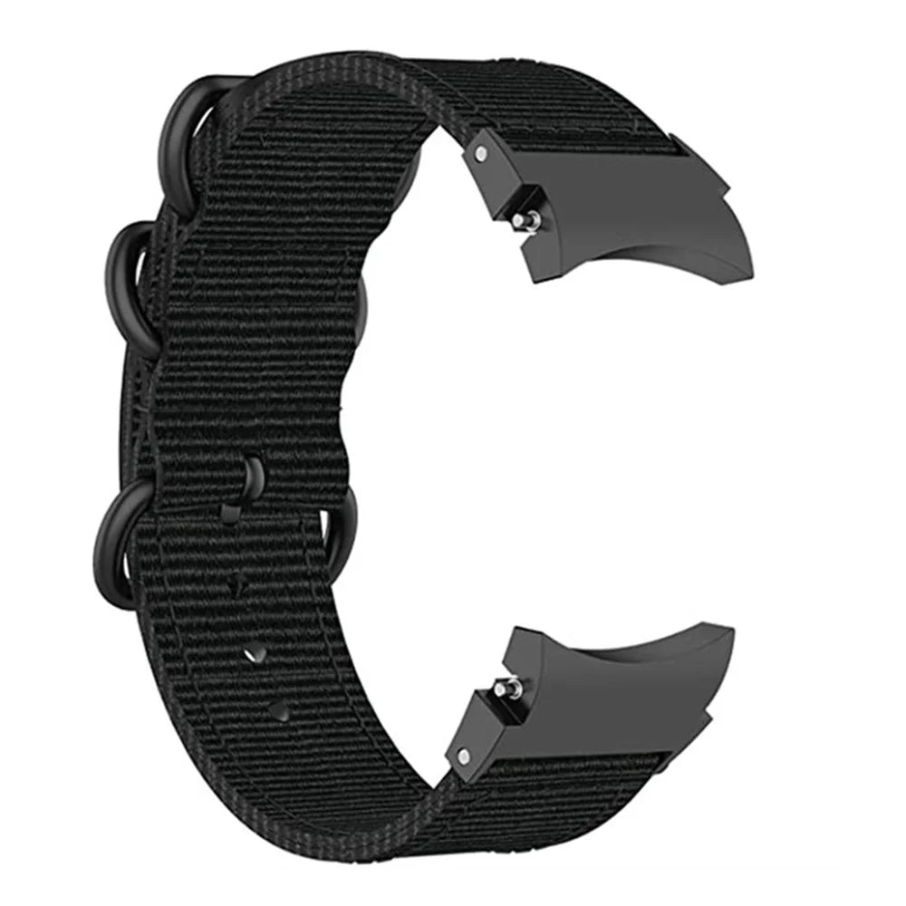 For Samsung Galaxy Watch 5 40mm / 44mm / Watch 5 Pro 45mm / Watch4 40mm / 44mm Nylon Watch Band Three Loops Adjustable Strap Replacement - Black - 1