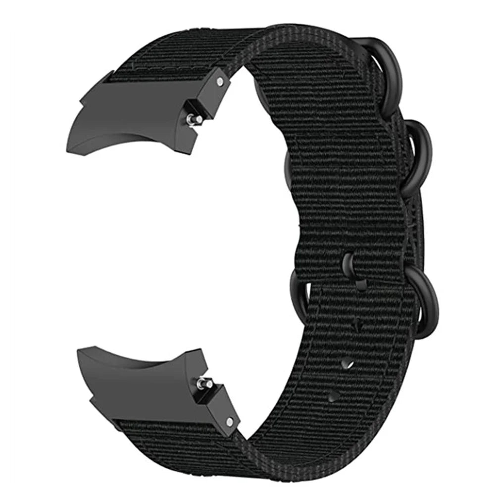 For Samsung Galaxy Watch 5 40mm / 44mm / Watch 5 Pro 45mm / Watch4 40mm / 44mm Nylon Watch Band Three Loops Adjustable Strap Replacement - Black - 2