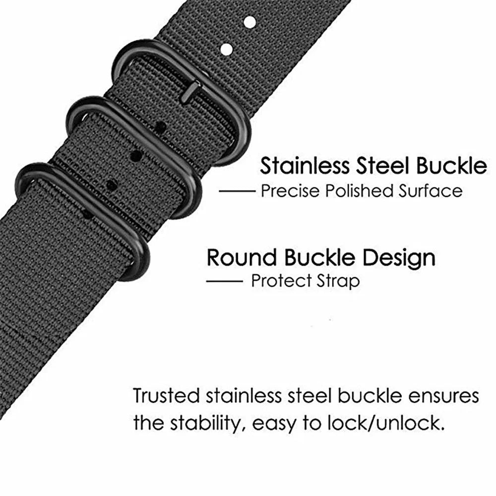 For Samsung Galaxy Watch 5 40mm / 44mm / Watch 5 Pro 45mm / Watch4 40mm / 44mm Nylon Watch Band Three Loops Adjustable Strap Replacement - Black - 7