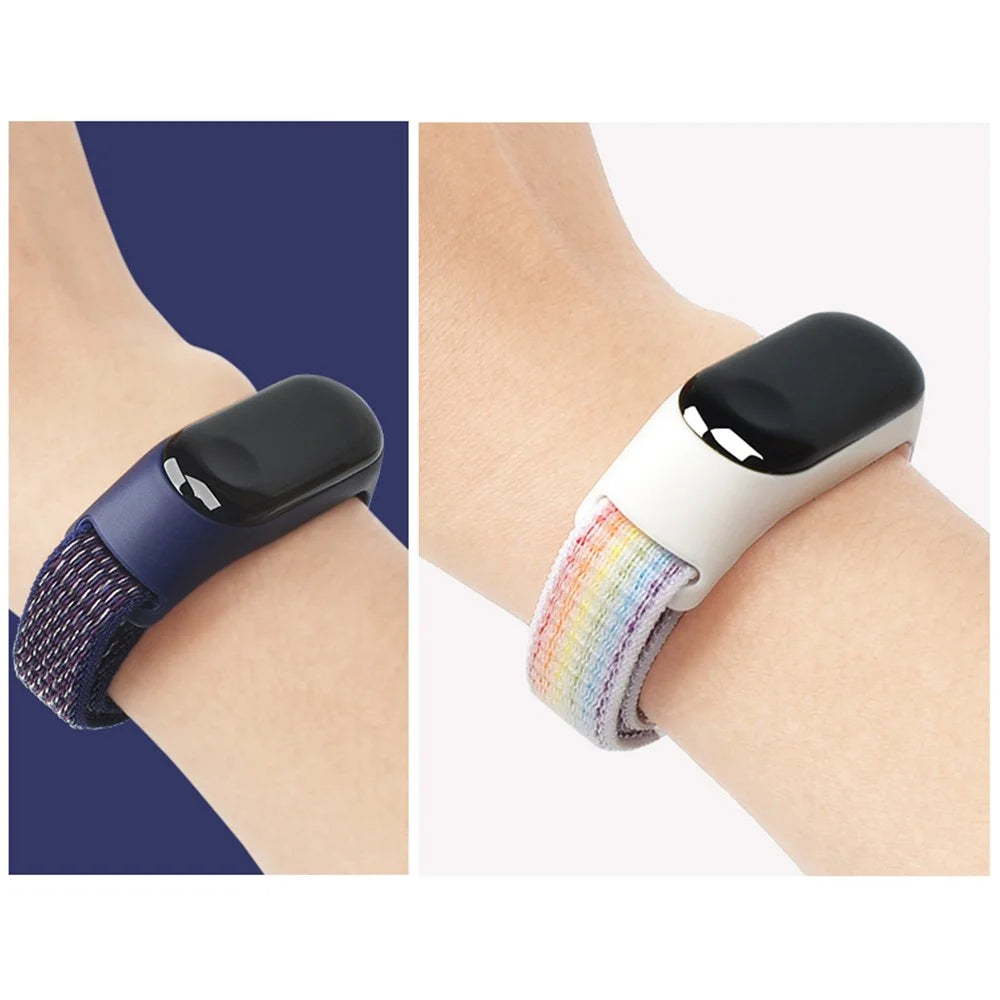 For Xiaomi Mi Band 3 / 4 / 5 / 6 / 7 Nylon Watch Band Adjustable Sport Loop Strap Wristband Replacement - Light Pink - 5