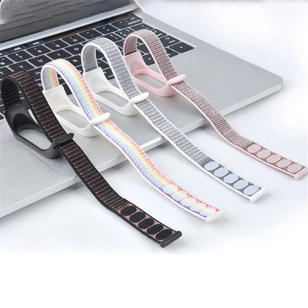 For Xiaomi Mi Band 3 / 4 / 5 / 6 / 7 Nylon Watch Band Adjustable Sport Loop Strap Wristband Replacement - Light Pink - 7
