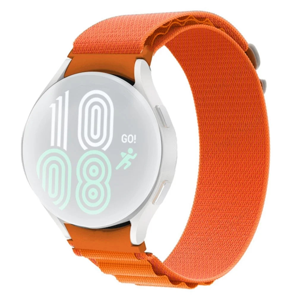 For Samsung Galaxy Watch6 40mm 44mm / Watch6 Classic 43mm 47mm / Watch 5 40mm 44mm / 5 Pro 45mm / Watch4 40mm 44mm Nylon Watch Band G-hook Metal Buckle Replacement Watch Strap - Orange - 1