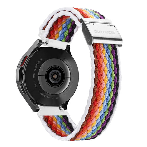 DUX DUCIS For Samsung Galaxy Watch 3 45mm Replacement Strap 22mm Braided Nylon Elastic Wrist Band - Light Stripes - 1