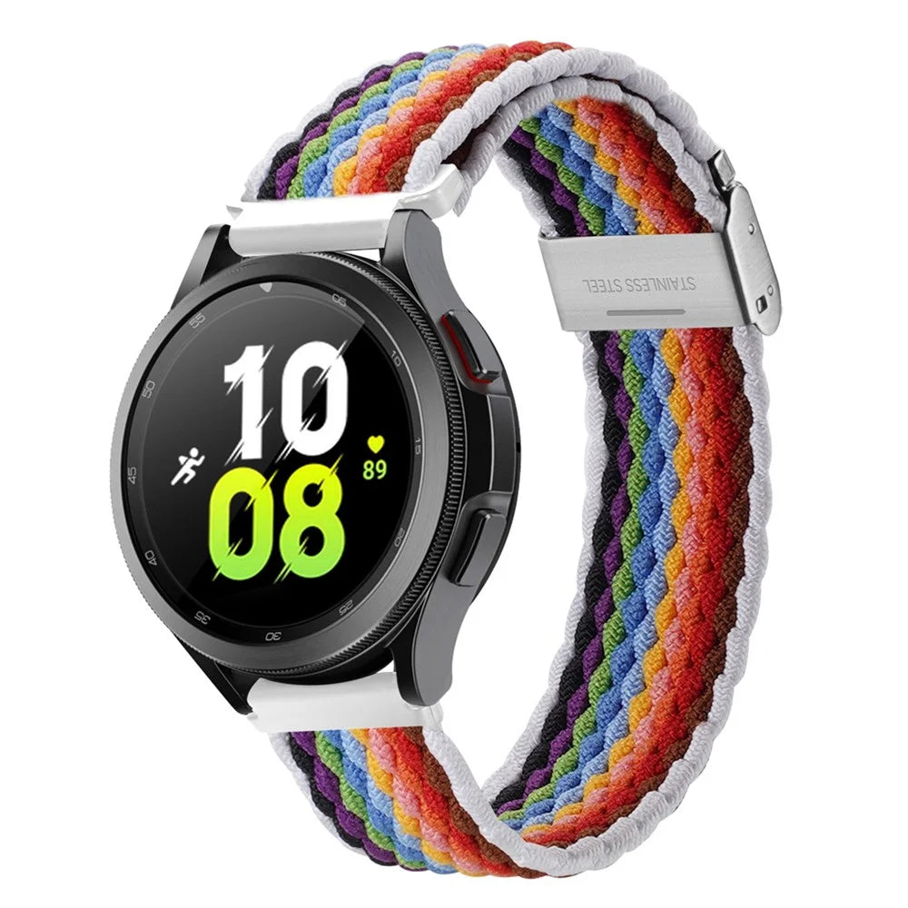 DUX DUCIS For Samsung Galaxy Watch 3 45mm Replacement Strap 22mm Braided Nylon Elastic Wrist Band - Light Stripes - 2