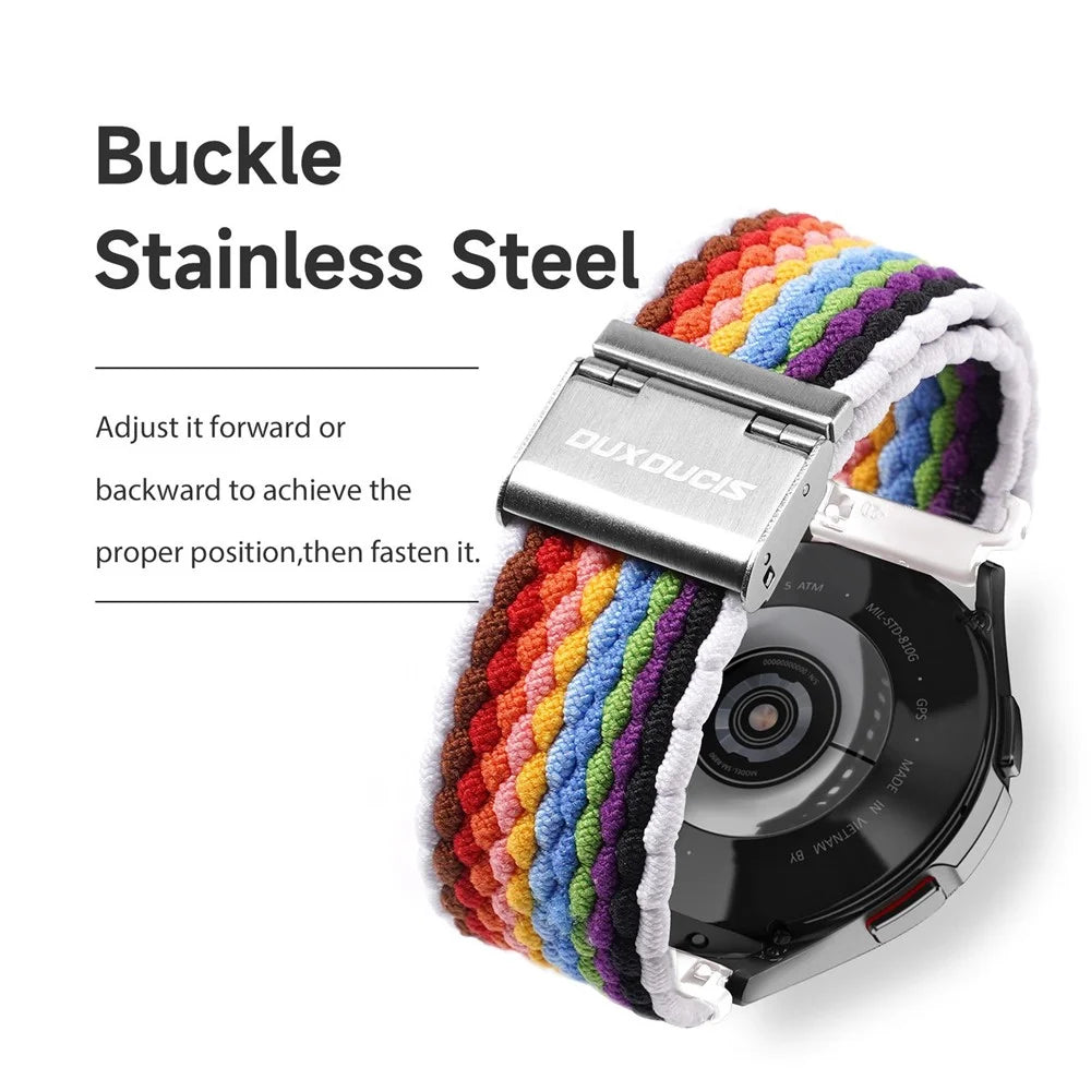 DUX DUCIS For Samsung Galaxy Watch 3 45mm Replacement Strap 22mm Braided Nylon Elastic Wrist Band - Light Stripes - 6