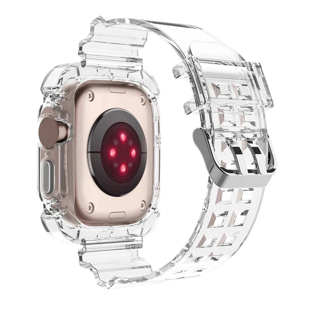 For Apple Watch Ultra 49mm Two Row Holes TPU Smart Watch Band Replacement Wrist Strap Integrated with Watch Case - Transparent - 2