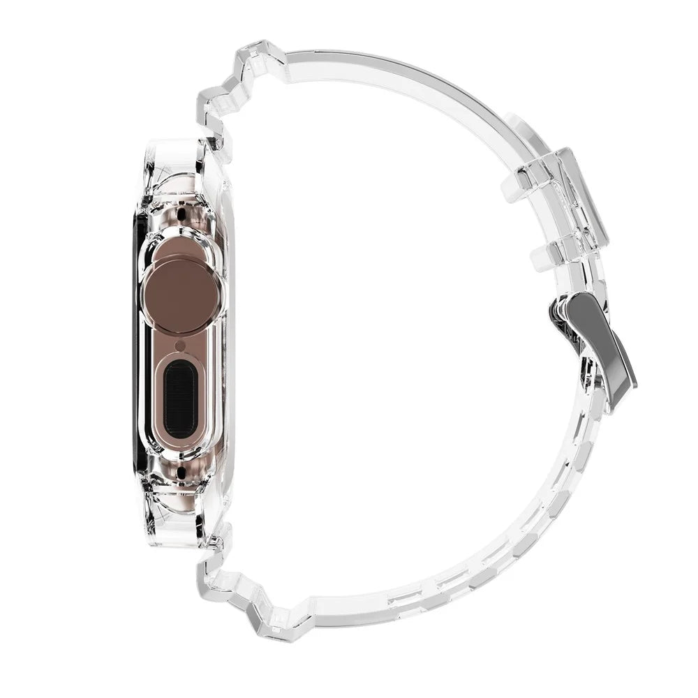 For Apple Watch Ultra 49mm Two Row Holes TPU Smart Watch Band Replacement Wrist Strap Integrated with Watch Case - Transparent - 3