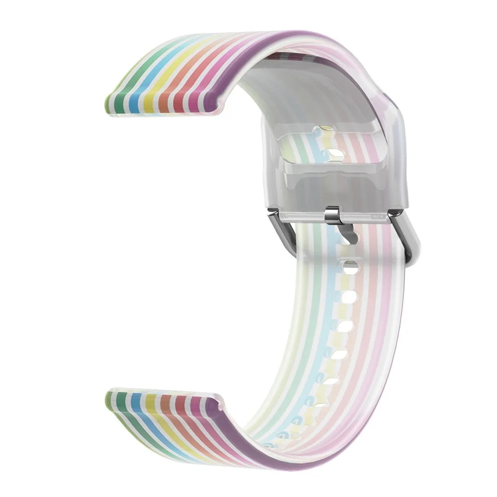 For Huawei Watch GT 2 / GT 3 Pro / Watch GT Runner Watch Bands 22mm Rainbow Color Silicone Replacement Wristband Strap - Transparent Rainbow - 2
