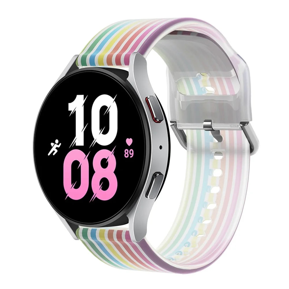 For Huawei Watch GT 2 / GT 3 Pro / Watch GT Runner Watch Bands 22mm Rainbow Color Silicone Replacement Wristband Strap - Transparent Rainbow - 4