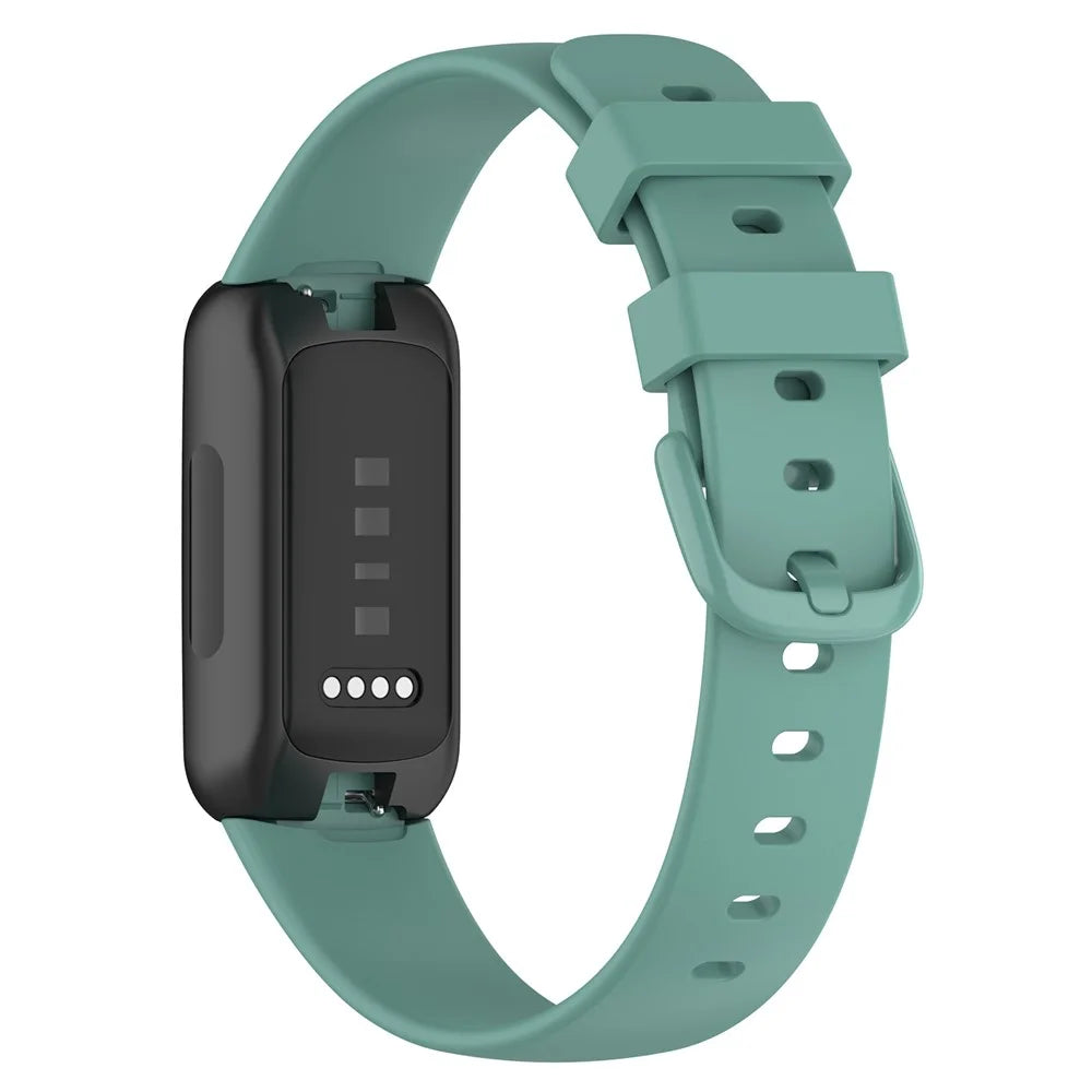 For Fitbit Inspire 3 Silicone Smart Watch Band Adjustable Pin Buckle Replacement Strap, Size: S - Pine Needle Green - 1