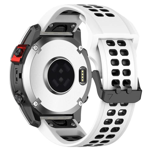 For Garmin Enduro 2 / Tactix 7 Silicone Watch Band 26mm Dual Color Breathable Wrist Strap Bracelet Accessories - White / Black - 1