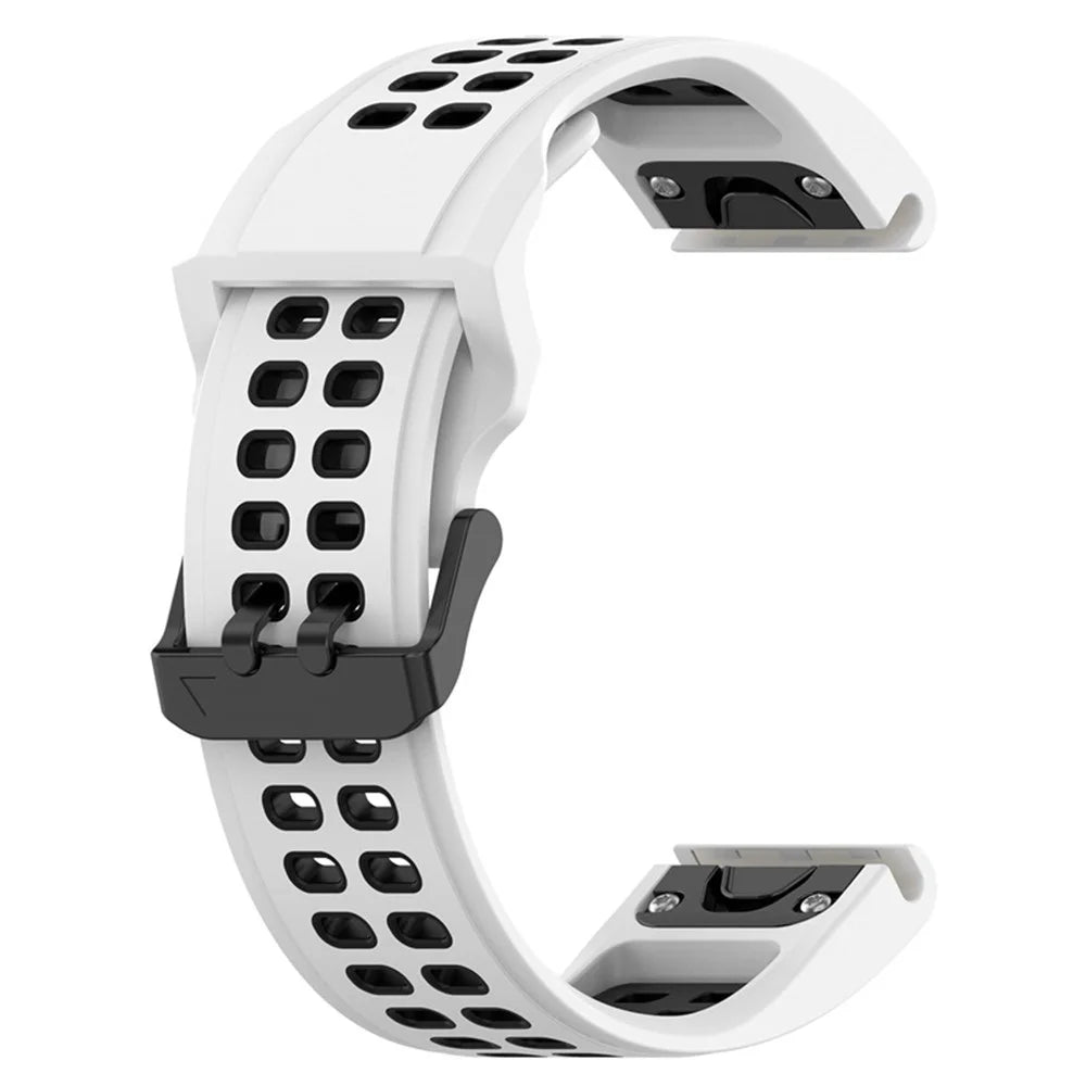For Garmin Enduro 2 / Tactix 7 Silicone Watch Band 26mm Dual Color Breathable Wrist Strap Bracelet Accessories - White / Black - 2