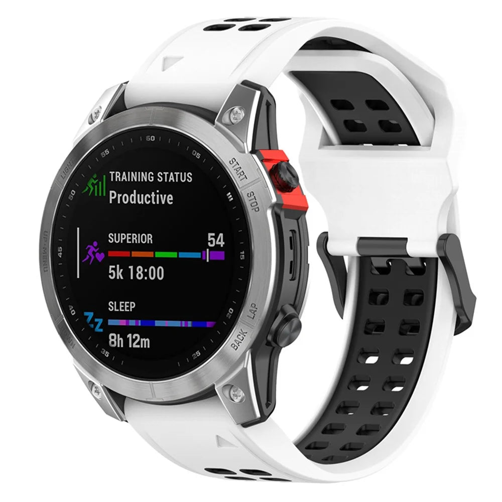 For Garmin Enduro 2 / Tactix 7 Silicone Watch Band 26mm Dual Color Breathable Wrist Strap Bracelet Accessories - White / Black - 4
