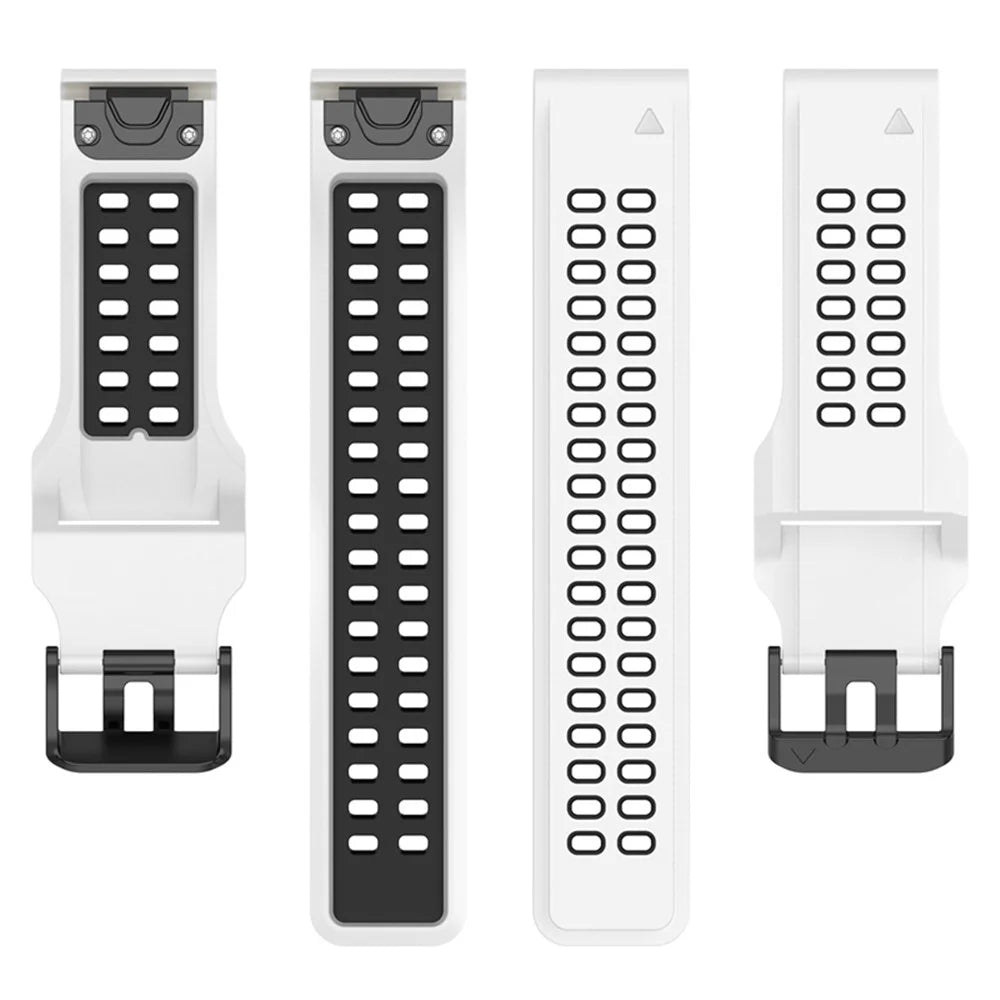 For Garmin Enduro 2 / Tactix 7 Silicone Watch Band 26mm Dual Color Breathable Wrist Strap Bracelet Accessories - White / Black - 5