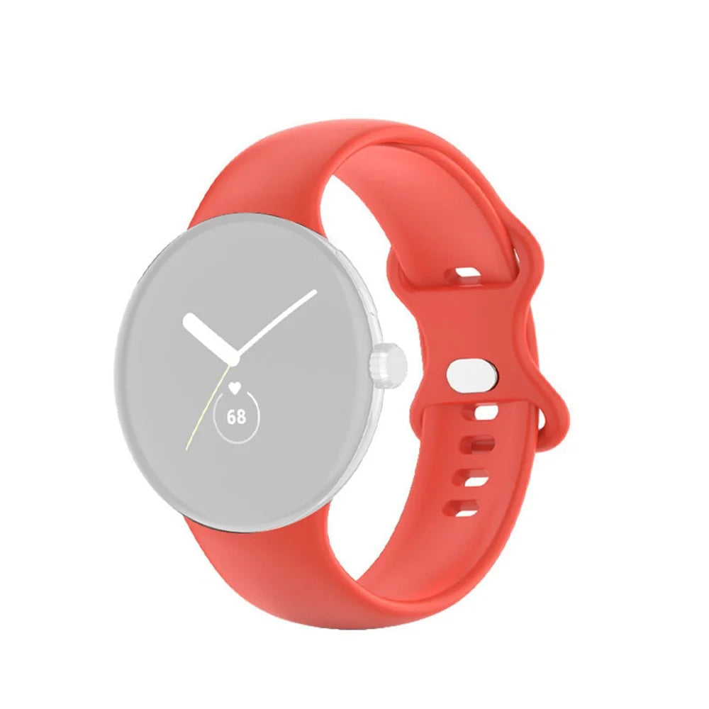 For Google Pixel Watch 4 41mm / Watch 3 41mm / Watch 2 / Watch Men Silicone Watch Band Solid Color Adjustable Replacement Wrist Strap, Size L - Red - 1